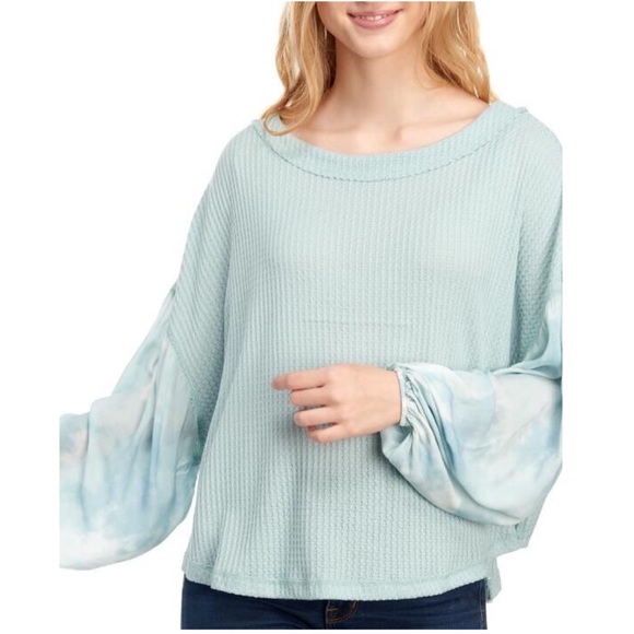 love, Fire Tops - Love, Fire Waffle Knit Contrast Sleeve Top 2X